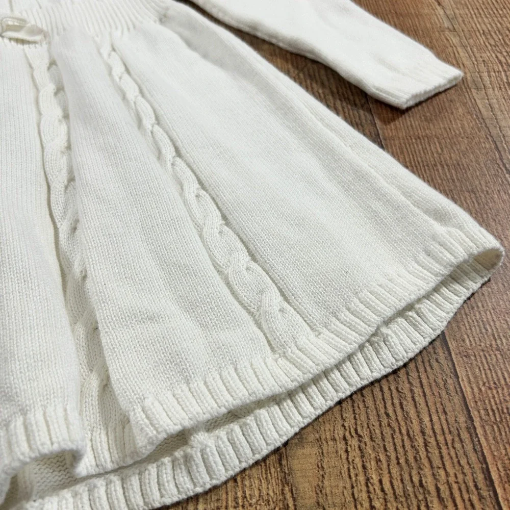Gymboree Cable Knit Sweater Dress White Peter Pan Collar Bow 5T NWT New